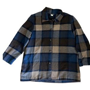 Willow Ridge Jacket sz 18 Plaid wool blend Blue Tan Country Lodge